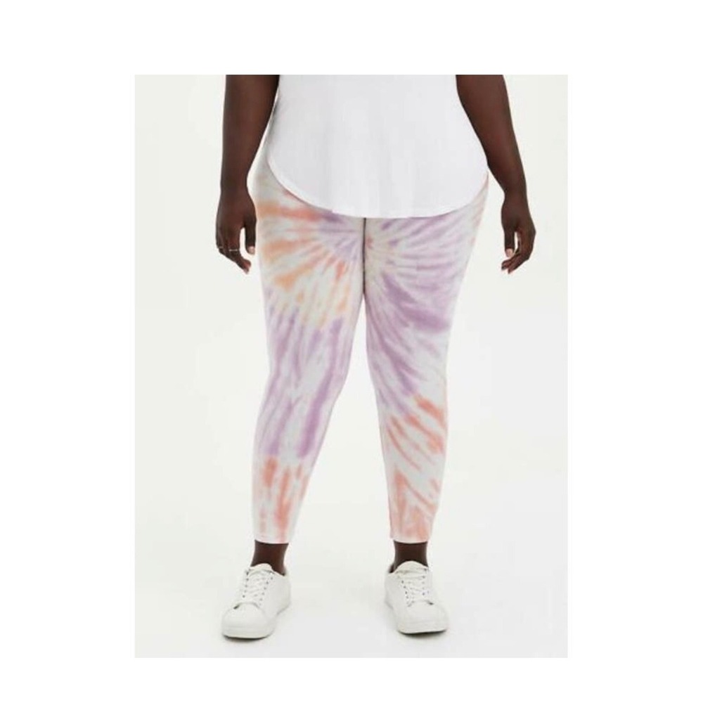 Torrid Plus Size 2X 18-20 Spiral Tie Dye Purple Orange High Waist Leggings NEW